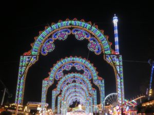 Colourful arches at Winter Wonderland in Hyde Park