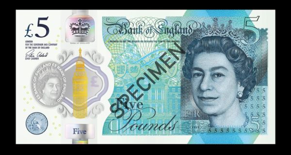 5 pound vorderseite polymer (c) Bank of England