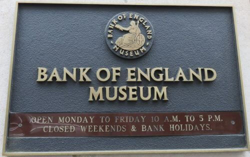 Bank of England Museum Eingangsschild