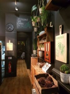 The entrance of "Fed by Water" - a vegan Italian restaurant