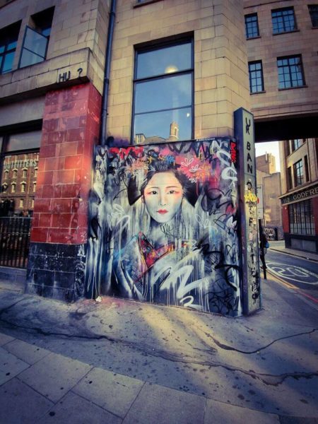 London Street Art Commercial Road DANK Dan Kitchener Geisha