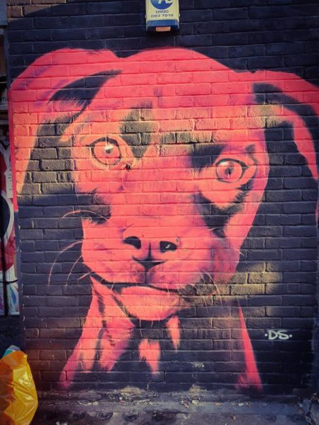 London Street Art Shoreditch Pink Neon David Speed Hund Dog