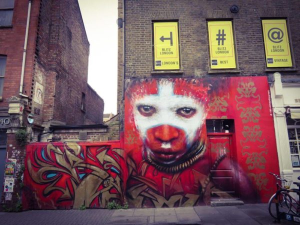 London Street Artist Dale Grimshaw Hanbury Street Tribal Faces
