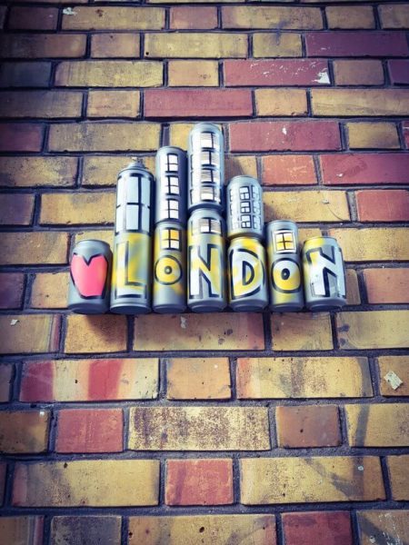 London Street Artist Me Lata empty cans