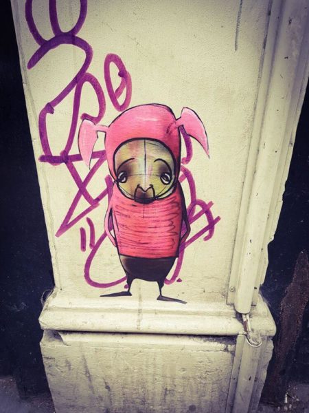 London Street Artist Stenandoli little pink monster Brick Lane