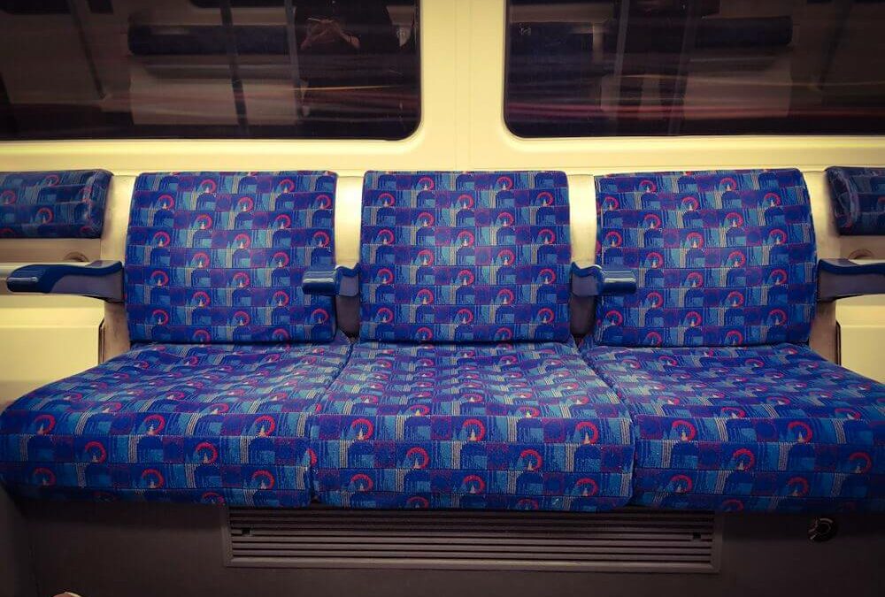 London Tube Sitze Moquette Barman blau