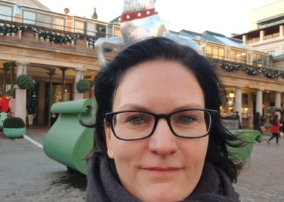 A huge reindeer guards Covent Garden at Christmas time
