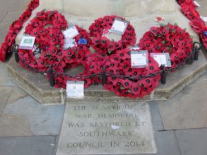 Floral arrangements with poppies at Remembrance Day