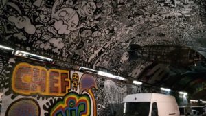 Street Art on each wall and the ceiling - the Leake Street Tunnel