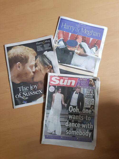Harry und Meghan schmücken alle Zeitungscover im Land an den Tagen nach der Royal Wedding