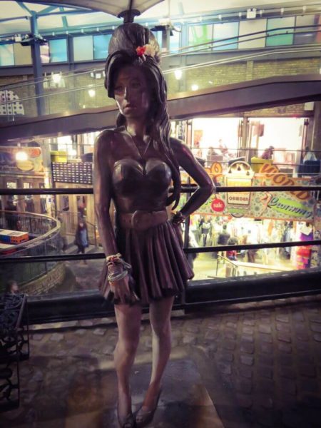 Amy Winehouse Statue Camden at night