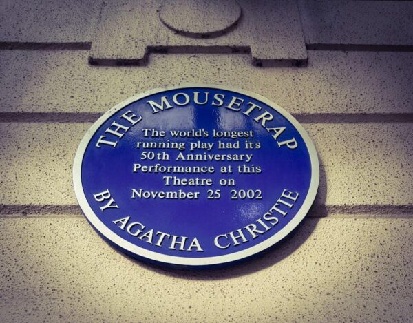 London Moustrap Agatha Christie blue plaque